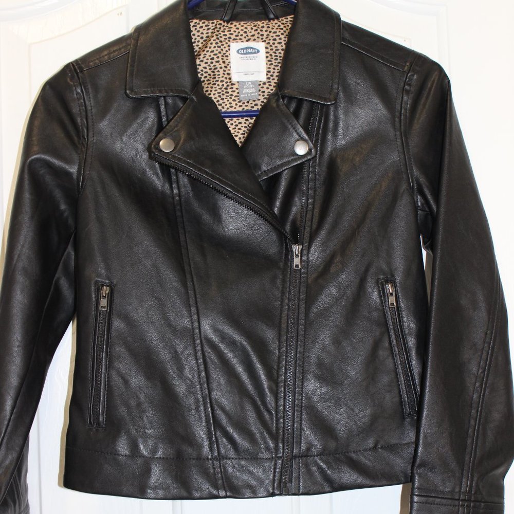 Girls Black Faux Leather Jacket